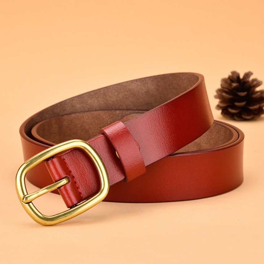 Thắt Lưng Da Bò Phối Khóa Vàng Thời Trang Cho Nữ