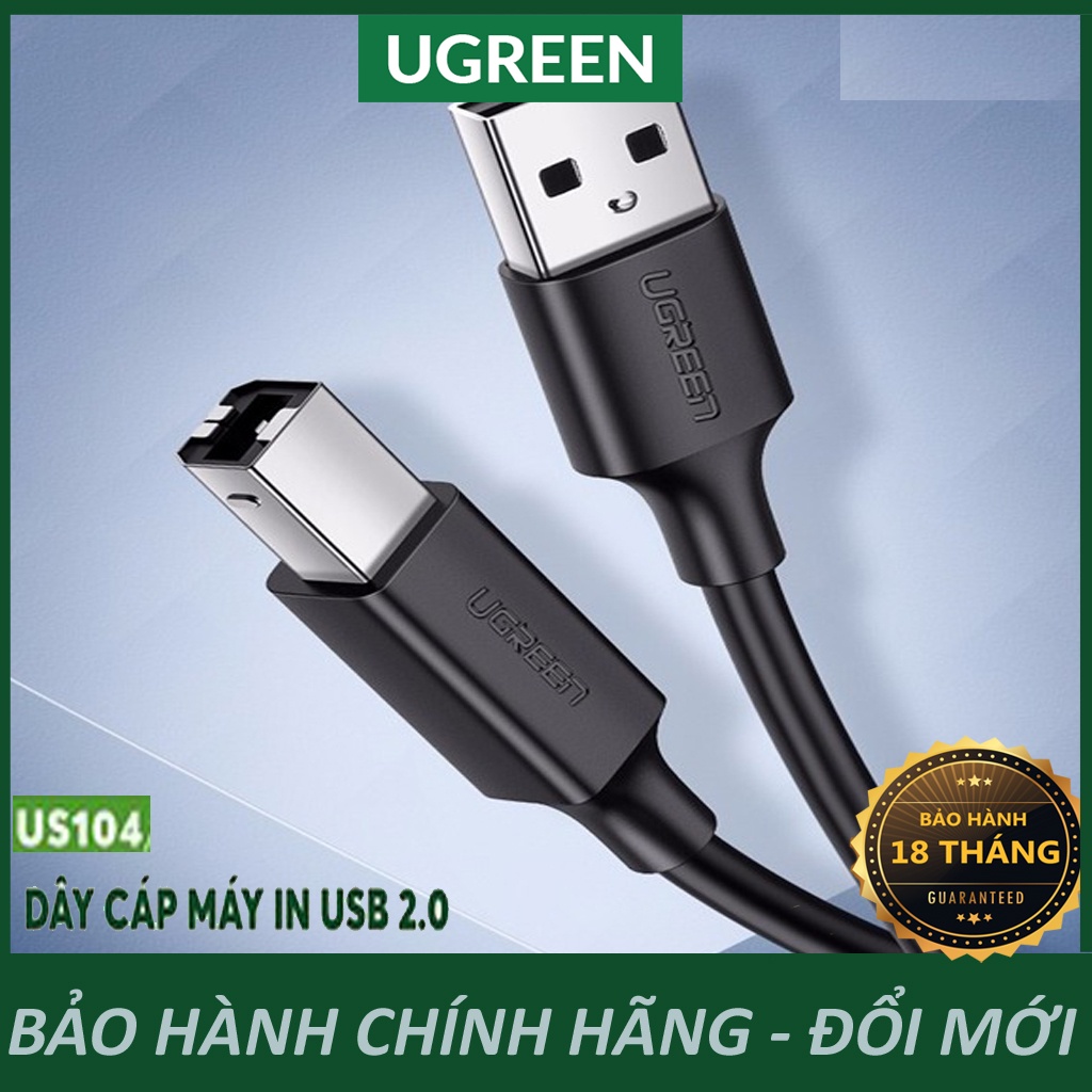 Dây Cáp máy in USB 2.0 Dài 1M - 5M Ugreen US104 Cao Cấp