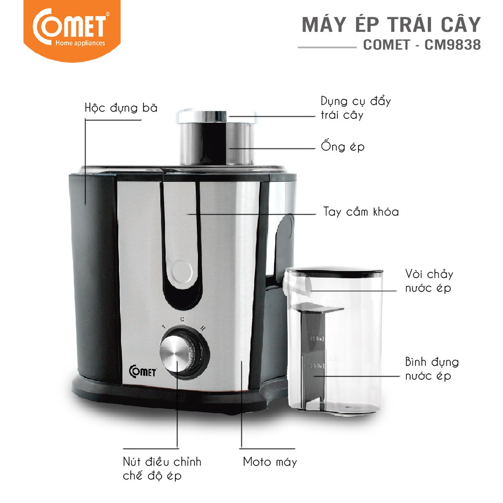 Máy Ép Trái Cây Comet CM9838 400W - Hàng Chính Hãng (Bảo Hành 12 Tháng)