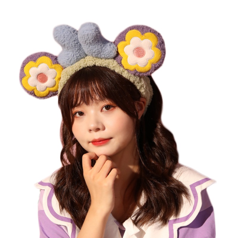 Băng Đô Lông Nhung Co Giãn Không Trơn Họa Tiết Hoa Hoạt Hình