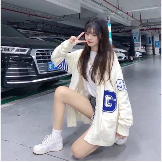 Áo Khoác Cardigan From Rộng Nữ Ulzzang Unisex, Áo Thu Đông Dài Tay Dễ Thương Học Sinh Phong Cách Hàn Quốc