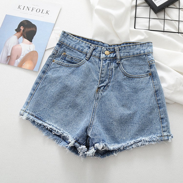 Quần short jean nữ XANH NHẠT TRƠN TUA LAI mẫu mới nhất S600G-54