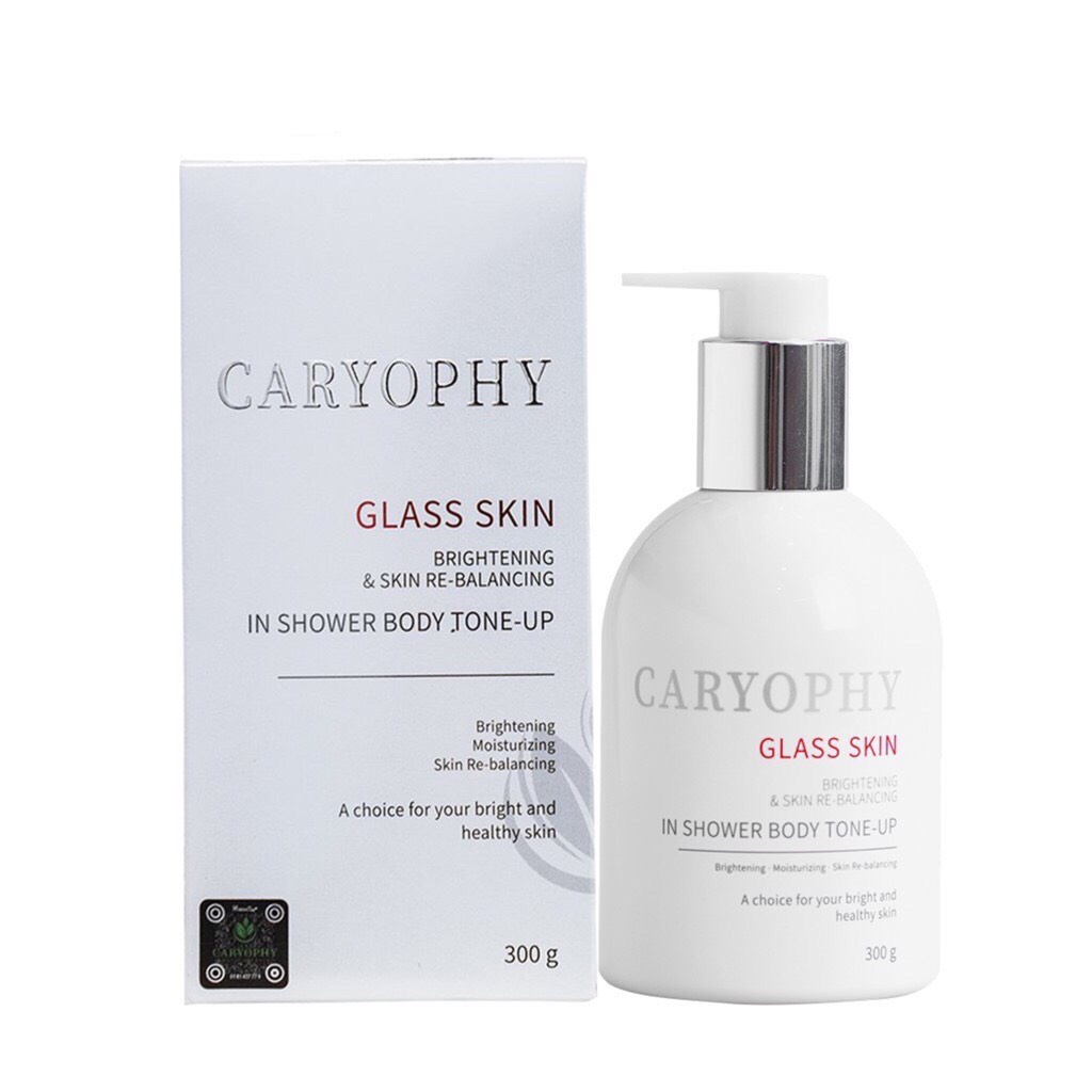 Kem Dưỡng Trắng Da Body Caryophy 3 in 1 Glass skin in Shower Body Tone Up 300g