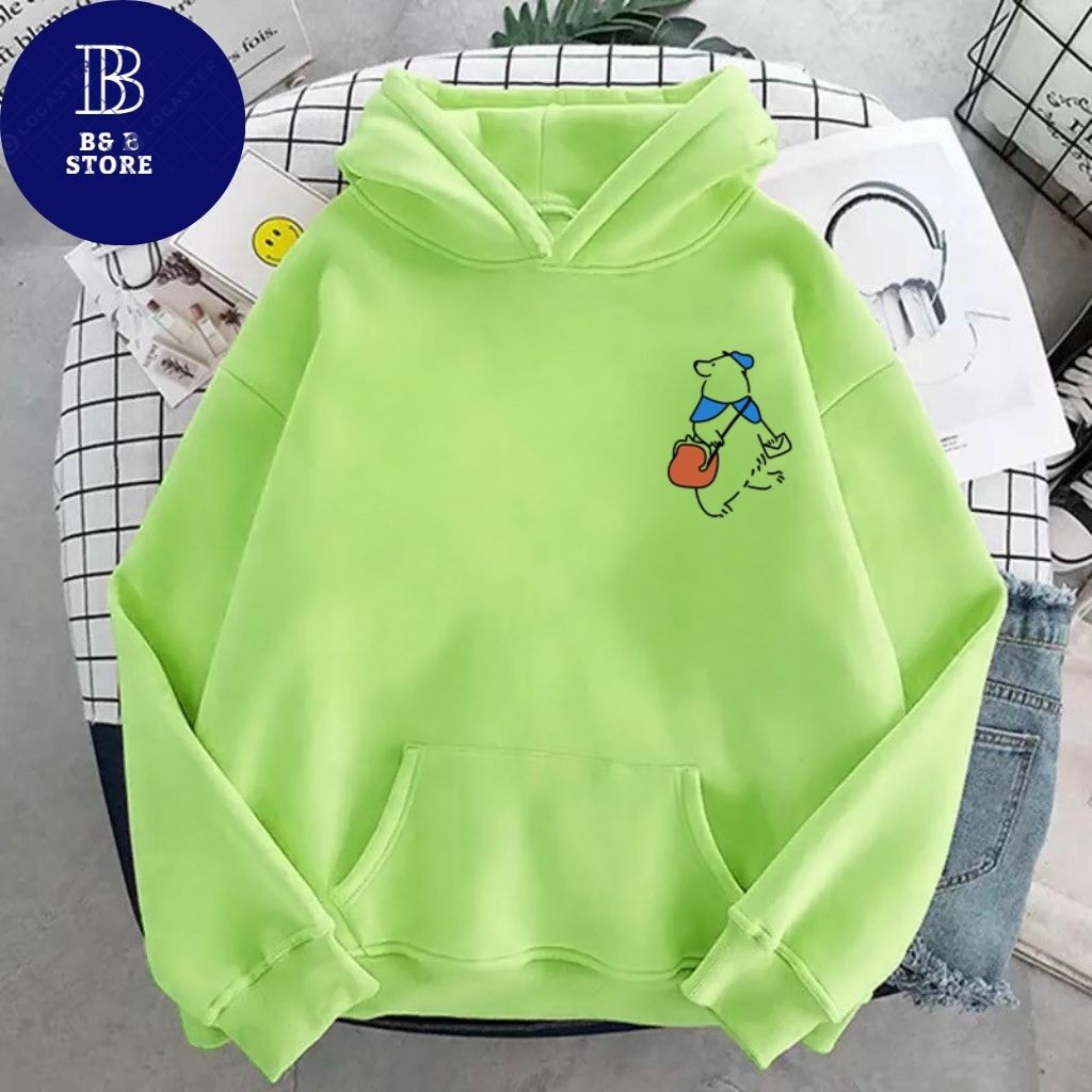 ÁO KHOÁC HOODIE NỈ UNISEX IN GẤU TUYẾT SIÊU ĐẸP ÁO KHOÁC FORM RỘNG NAM NỮ