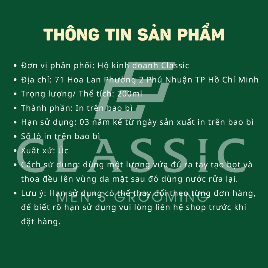 Sữa rửa mặt cho Nam The Groomed Man Co. Face Fuel Cleanser 200ml