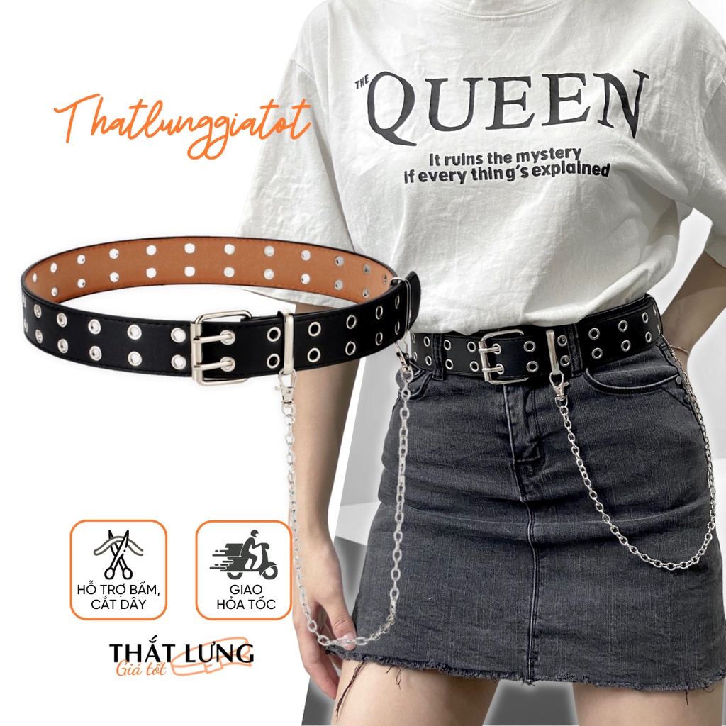Thắt lưng lỗ kèm xích, chain cá tính (gồm nhiều kiểu dây nịt xích khác nhau) TL004 - Thắt Lưng Giá Tốt