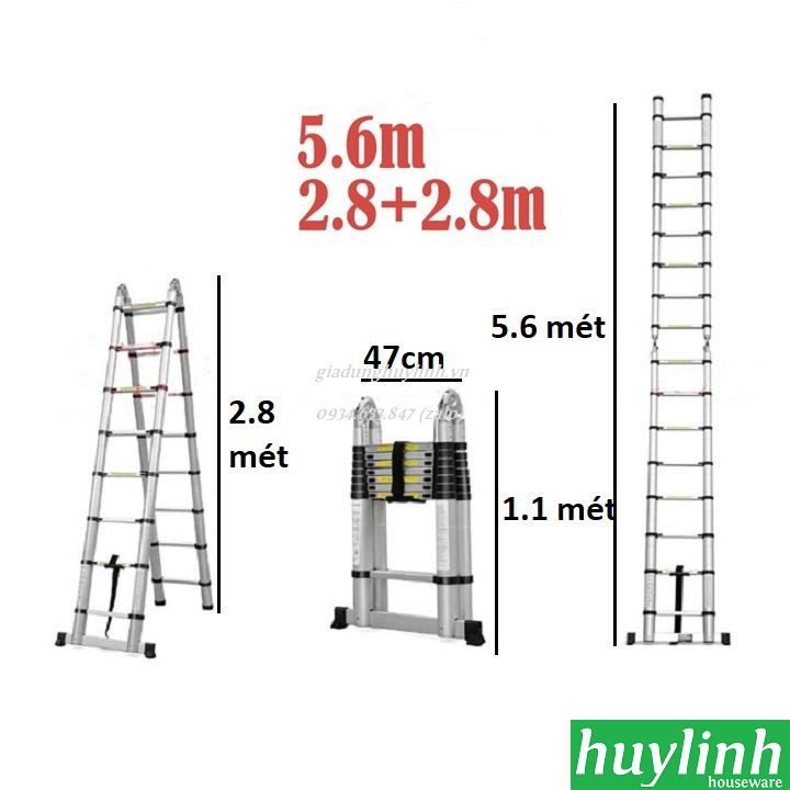 Thang nhôm rút đôi chữ A Nikita AI56 - 5.6 mét