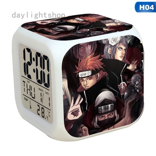 Đồng Hồ Báo Thức Điện Tử Đèn Led 7 Màu Hình Anime Naruto Sasuke
