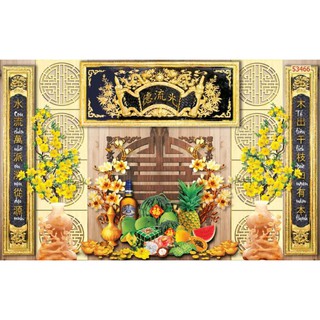 Tranh dán phòng thờ, bàn thờ 3D in Vải Lụa