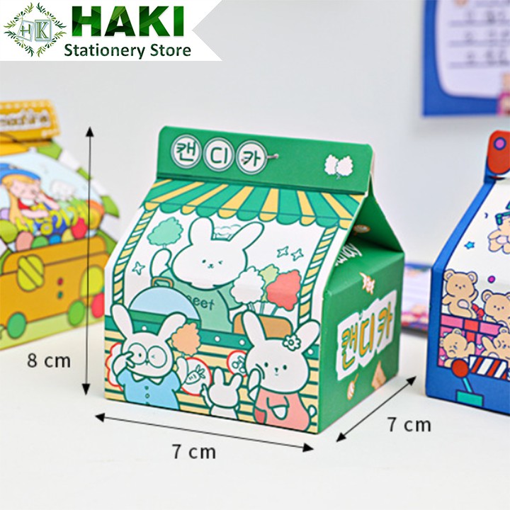 Giấy note hộp sữa HAKI, giấy ghi chú 230 tờ nhiều hình dễ thương NO6