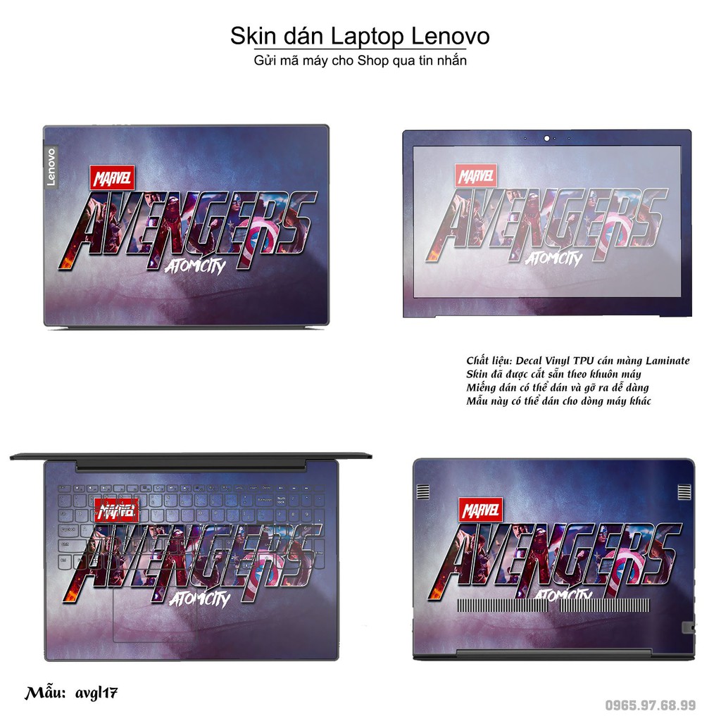 Skin dán Laptop Lenovo in hình Avenger _nhiều mẫu 4 (inbox mã máy cho Shop)