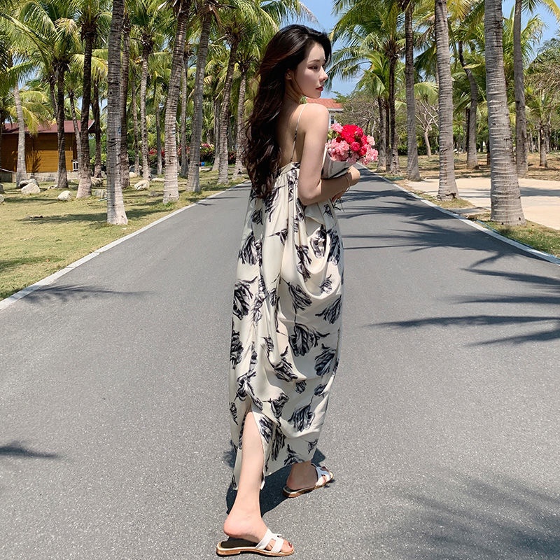 Đầm Hai Dây Dáng Ôm In Họa Tiết Phong Cách retro Thời Trang Xuân Hè Dành Cho Nữ