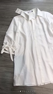 Đầm sơ mi trắng dập li