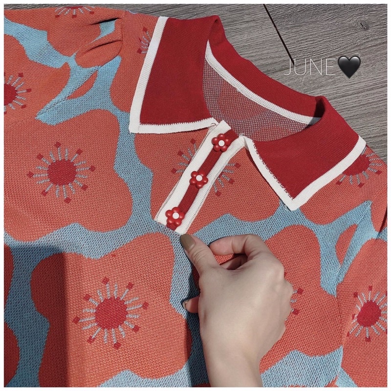 ÁO LEN CỘC TAY MÀU HOA CAM