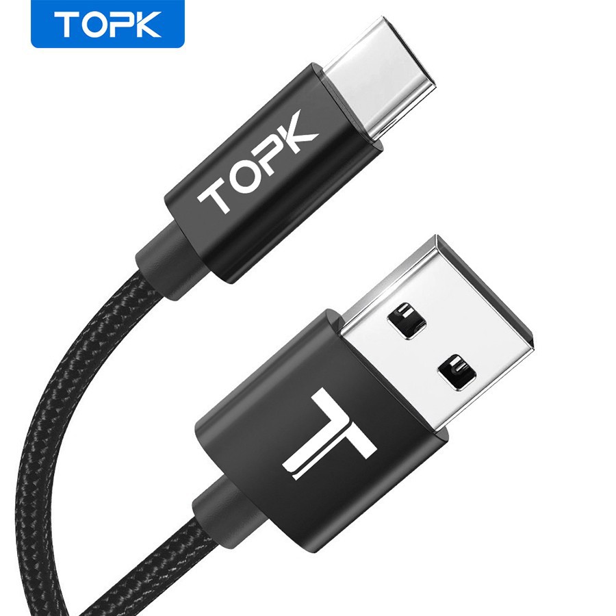 [SALE63]  P2 Cáp sạc TOPK AN18 cổng Type-C và Micro USB cho Iphone Samsung Xiaomi Redmi Note 7 hai.4A dài 1m 3 46