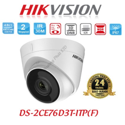 [GIÁ SỐC]Camera HDTVI Dome HIKVISION DS-2CE76D3T-ITP(F) 2.0MP chống ngược sáng hàng chính hãng bảo hành 2 năm