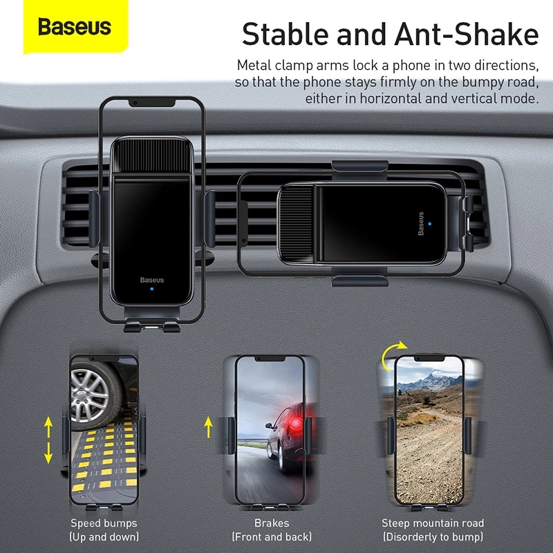 Giá đỡ điện thoại BASEUS trên ô tô thiết kế không dây sử dụng năng lượng mặt trời từ tính cho iPhone 12 13 Samsung | BigBuy360 - bigbuy360.vn