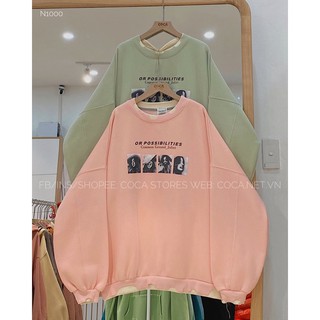 [N1000]🥑🍑 Áo SWETER nỉ bông pha vạt hình người cực cool (Có sẵn/ảnh thật)