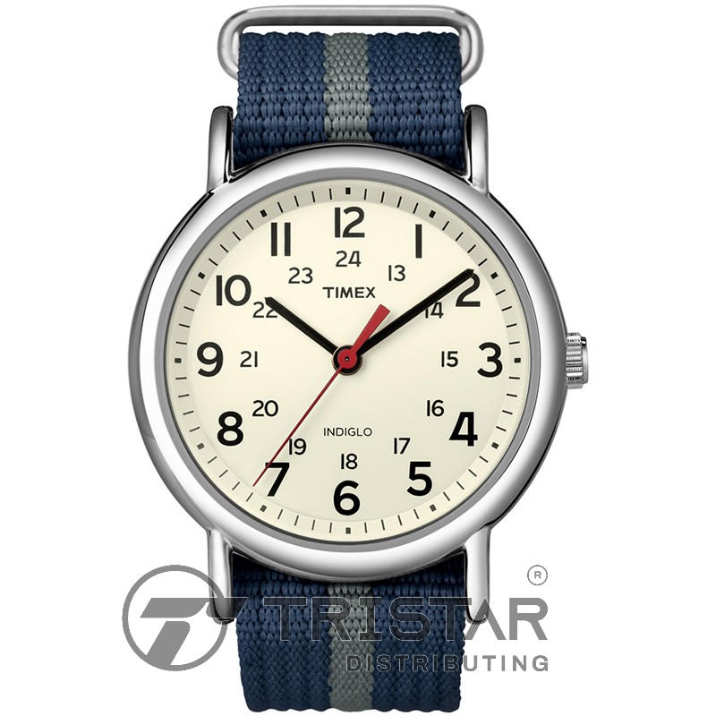 Đồng hồ Unisex Nam Nữ Timex Weekender T2N654 Xanh Dây Vải - Chính Hãng
