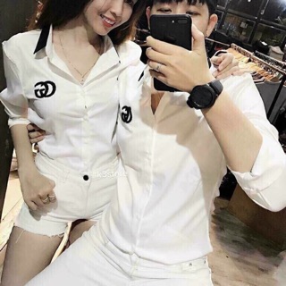 SƠ MI CẶP NAM NỮ GUCCI PHỐI CỔ A57