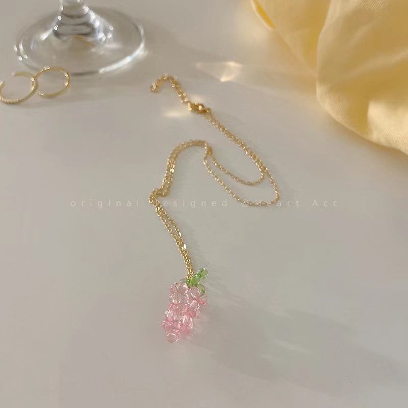 Vòng cổ Chuỗi Hạt Trái Tim Màu Hồng
