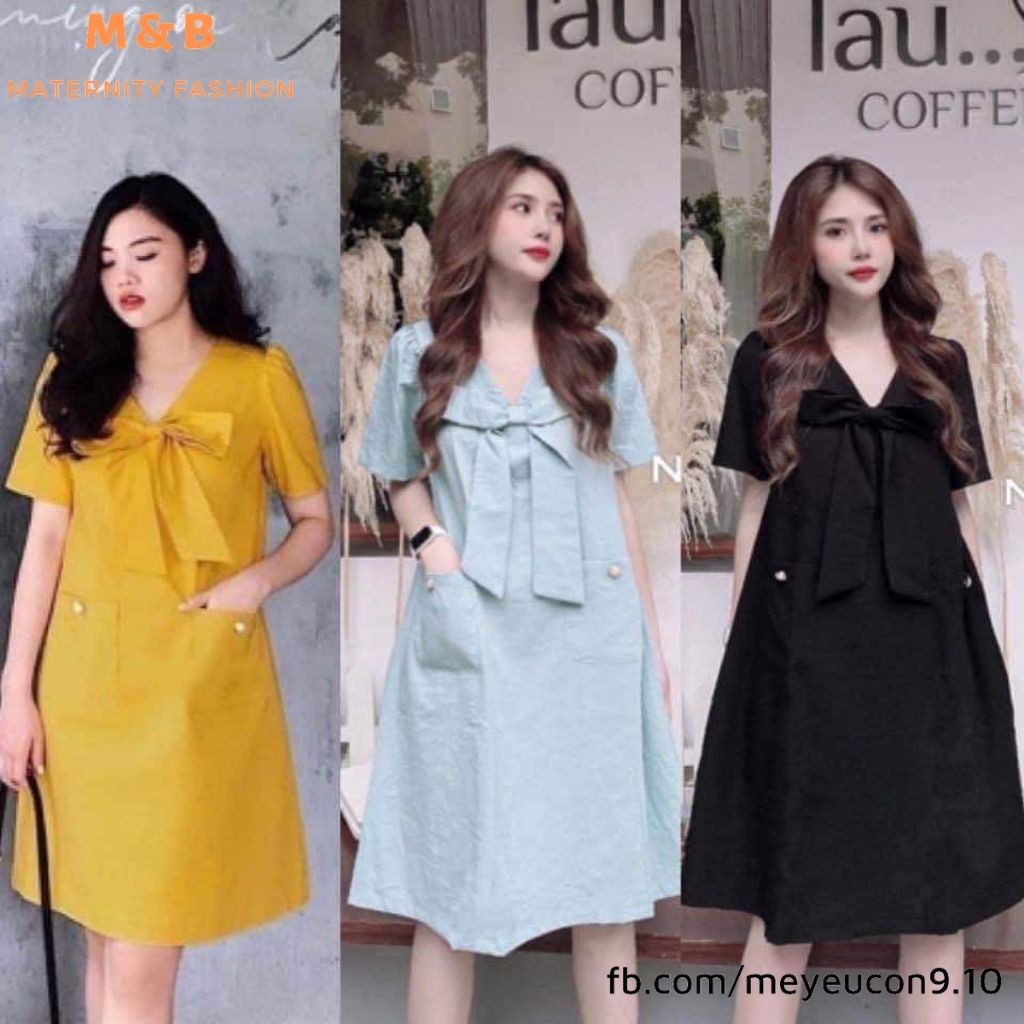 Đầm bầu thời trang thiết kế MB161 chất đũi xước freesize từ 45 đến 70kg