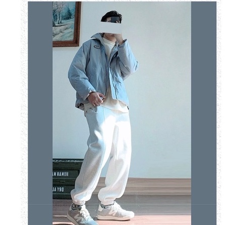 Quần jogger nam ống rộng thể thao chất nỉ hàn da cá dây rút bo chun - Quần thể thao nam ống suông dài co dãn mặc đi học