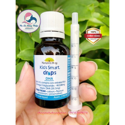 DHA dạng giọt Nature’s Way Kid Smart DHA Drops 20ml Úc Drop