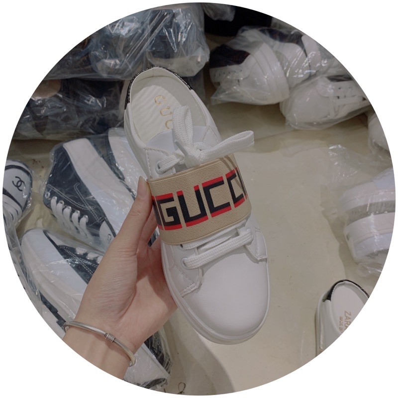 [Mã FAXANH245 giảm 10k đơn từ 50k] SỤC THỂ THAO GUCI ĐỘN ĐẾ SIÊU ĐẸP giày đạp gót màu trắng | BigBuy360 - bigbuy360.vn