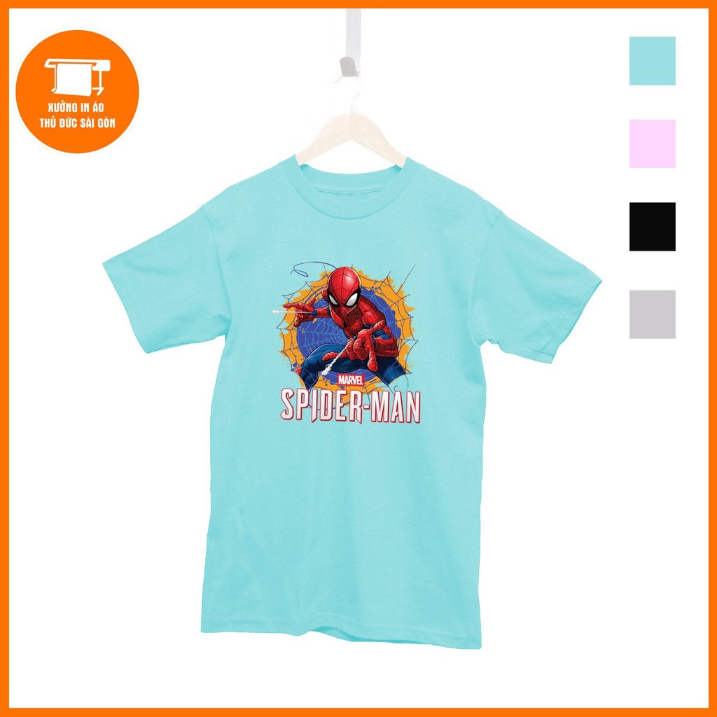 Áo thun Trẻ Em Cotton Unisex nam nữ in hình Spider man đủ size đủ màu