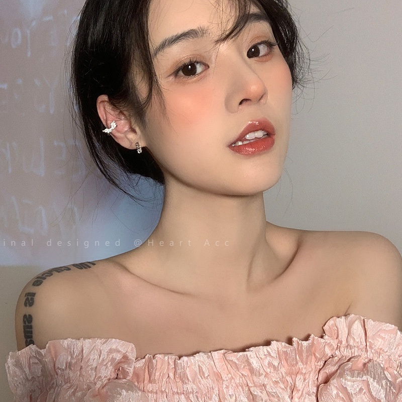 Khuyên Tai Hình Cánh Thiên Thần Đính Đá Thiết Kế Mới Cao Cấp Thời Trang