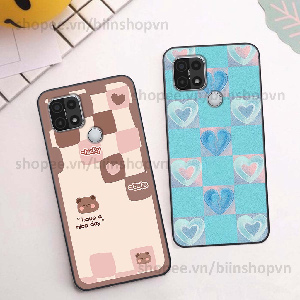 Ốp Oppo A15 / A15s caro trái tim nhiều màu sắc, đầy cá tính, khẳng định phong cách