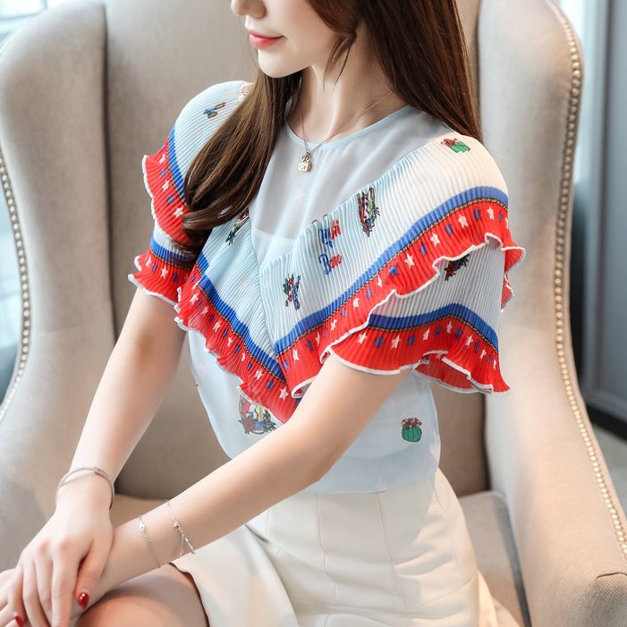 Áo kiểu công sở bánh bèo xinh xắn - Dành cho bạn nữ 60-69Ký mặc