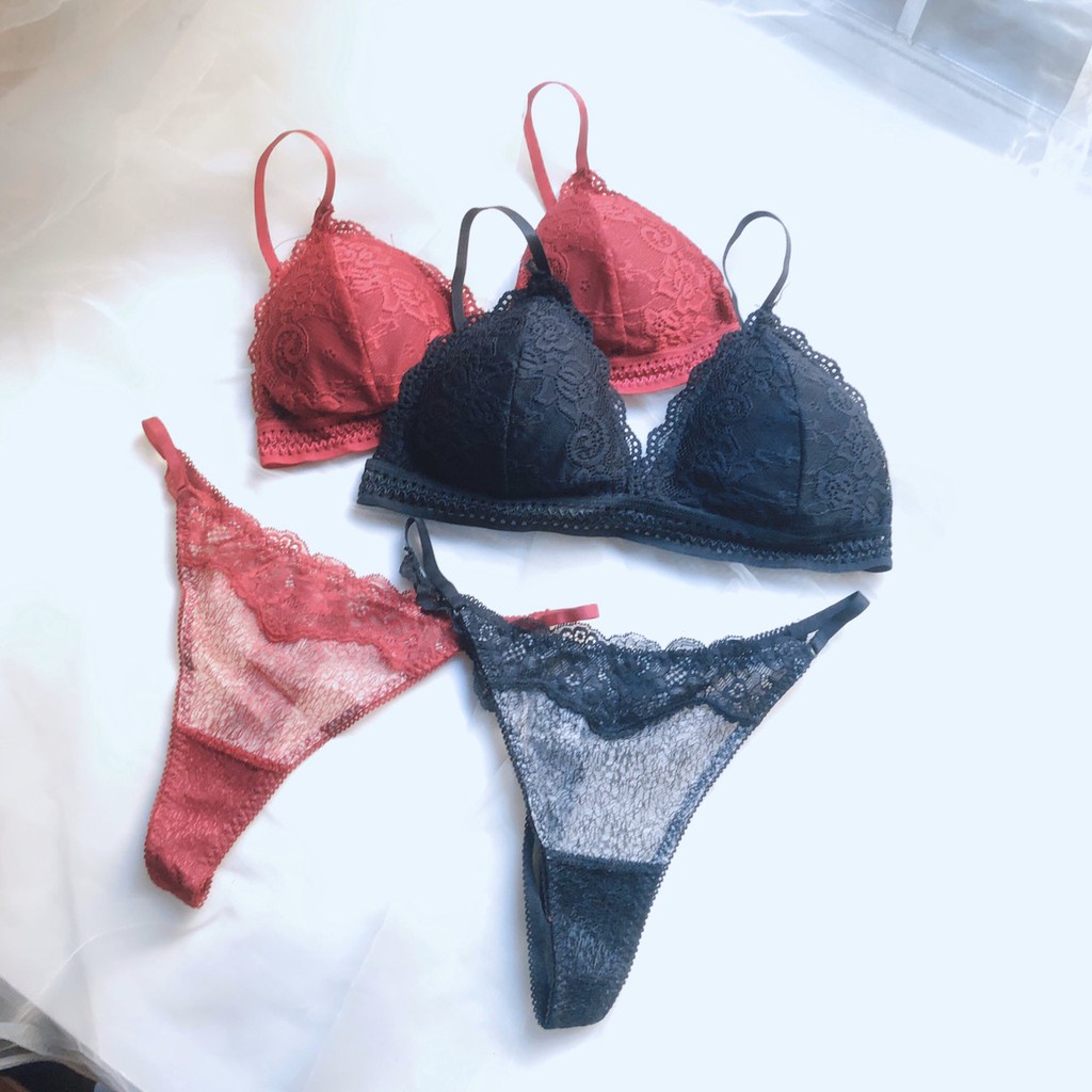 Bộ Đồ Lót Nữ Ren sexy, áo ngực không gọng đệm mỏng + kèm mút Hoa Đại Lọt Khe Sexy - Gợi Cảm | BigBuy360 - bigbuy360.vn