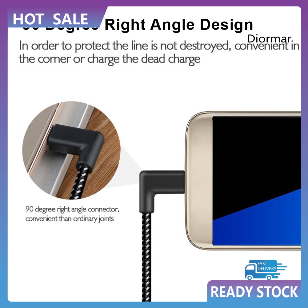 Dây Cáp Sạc Truyền Dữ Liệu Type-C Sang Usb 90 Độ 0.2 / 1 / 2m 2.4a Cho Điện Thoại / Máy Tính Bảng