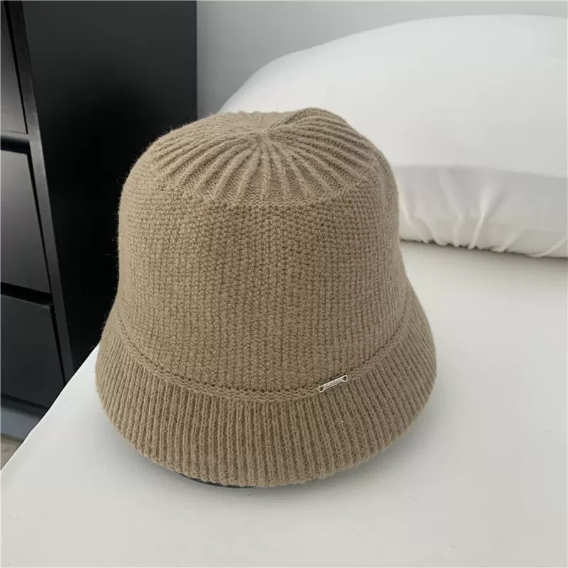 Mũ Bucket Dệt Kim Màu Trơn Thời Trang Thu Đông Cho Nữ
