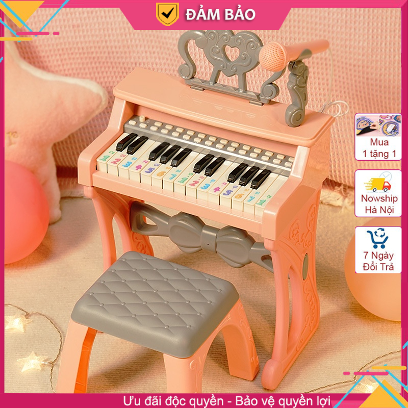 Đàn piano điện giúp giáo dục âm nhạc sớm cho trẻ tặng kèm mic và ghế ngồi siêu xinh, Piano mini cho trẻ học nhạc