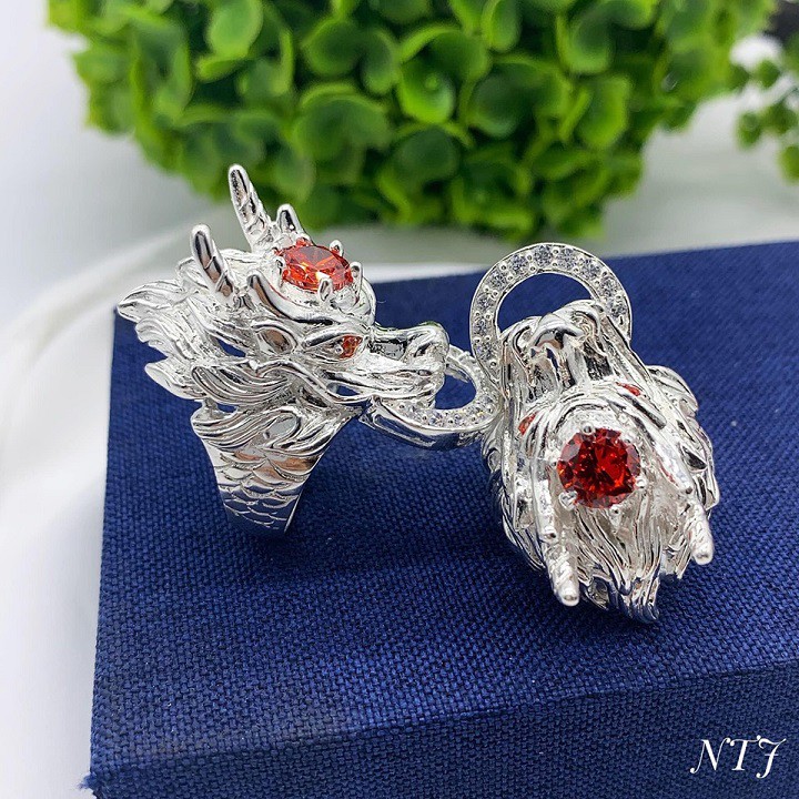 nhẫn bạc nam đầu rồng 💥 FREE SHIP 💥 nhẫn nam rồng bạc LÂM HÙNG