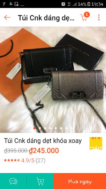 Túi cnk khóa xoay dáng dẹt