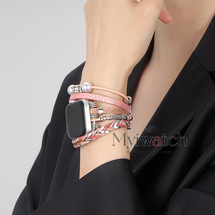 Dây Đeo Đồng Hồ Bằng Da Và Kim Loại Cho iwatch serie 8 7 6 5 SE 4 3 2 1 49mm 41mm 45mm 44mm 40mm 38mm 42mm
