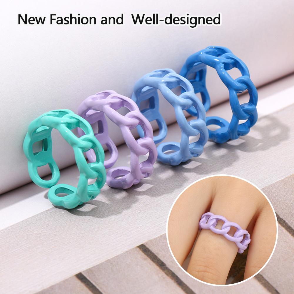 Osier1 Nhẫn Nhựa Acrylic Phối Dây Xích Phong Cách Punk