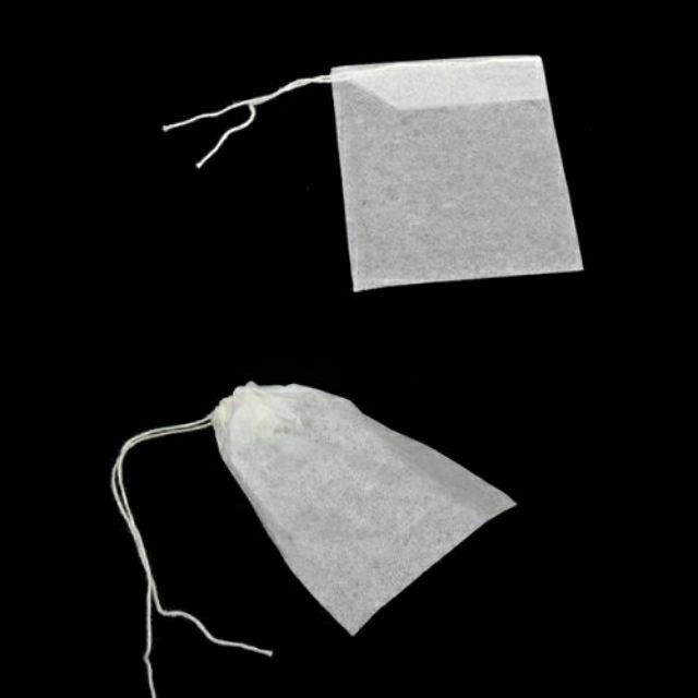 Set 100 chiếc túi lọc trà và cafe 6x8cm dùng 1 lần có dây rút bằng vải không dệt