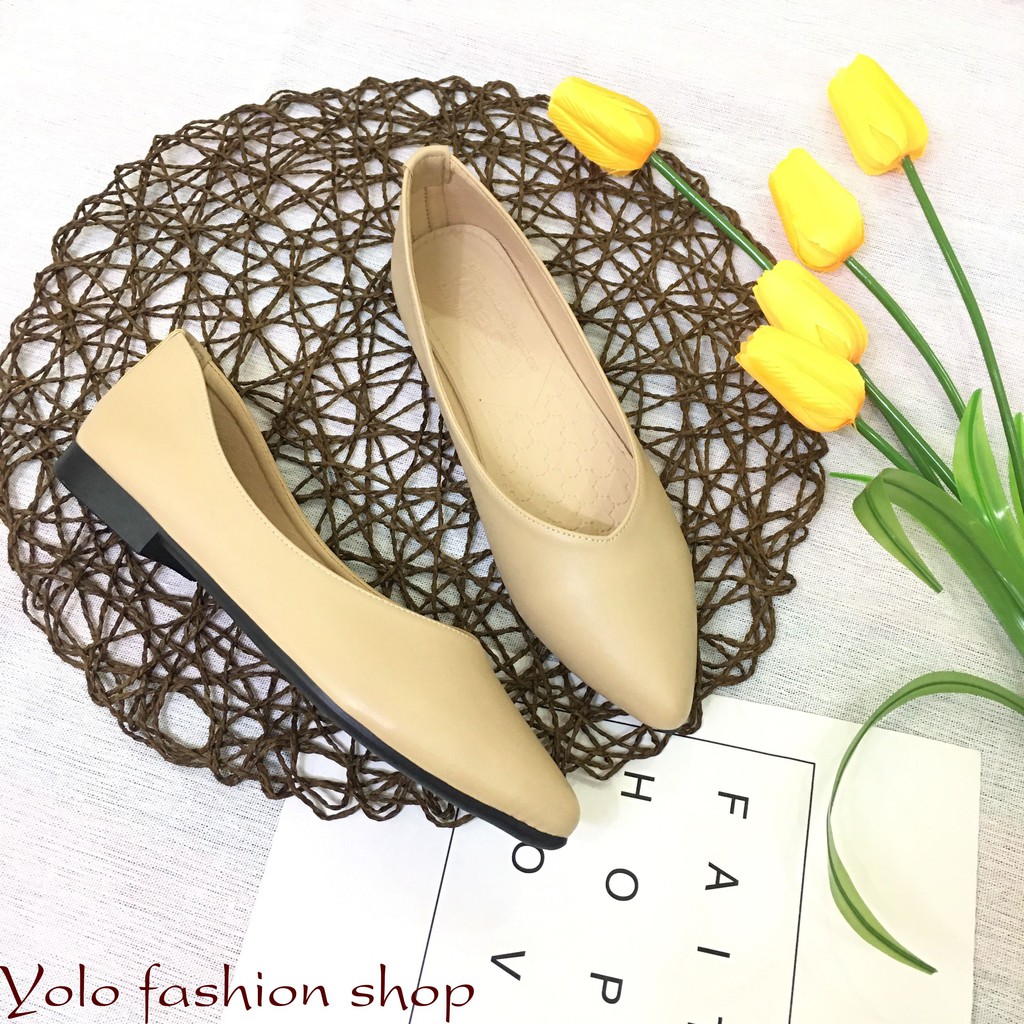[H1] Giày búp bê nữ đế bằng mũi nhọn da mềm dáng basic - Kèm hình thật | BigBuy360 - bigbuy360.vn