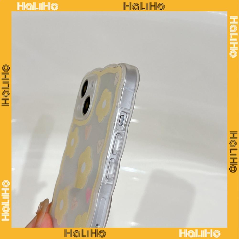 iPhone Case Silicone Soft Case Clear Case Wave Airbag Shockproof Camera Cover Protection Yellow Flower Compatible For iPhone 11 iPhone 13 Pro Max iPhone 12 Pro Max iPhone 7 Plus xr