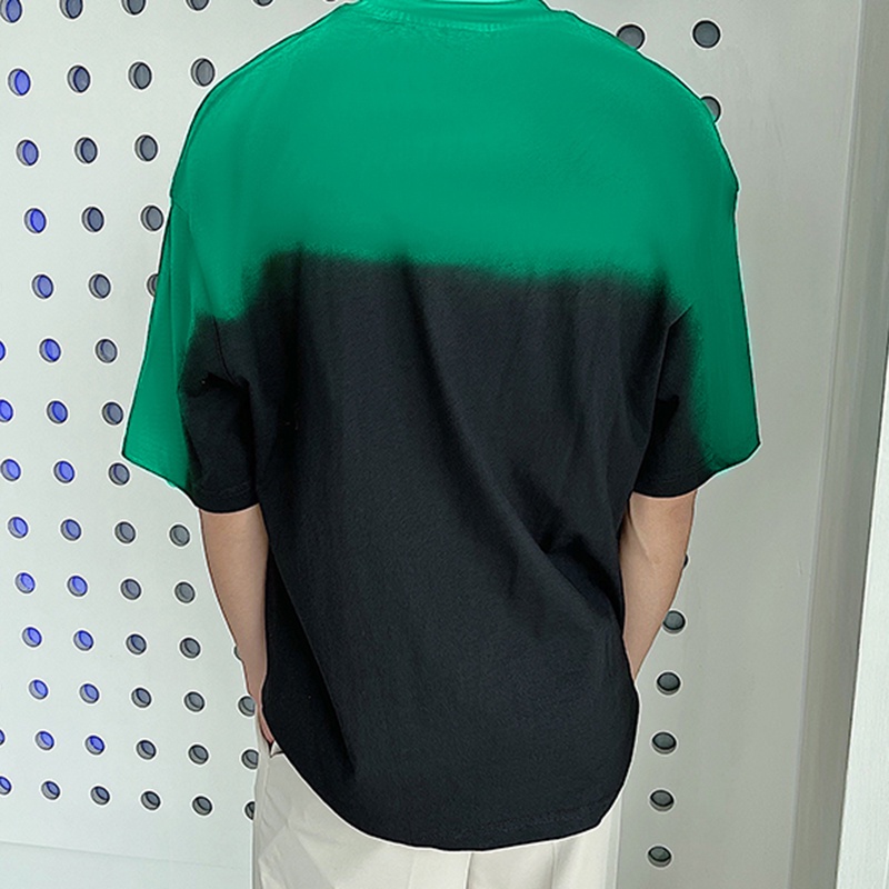 INCERUN Áo Thun Ngắn Tay Cổ Tròn Màu Sắc Gradient Đơn Giản Cho Nam