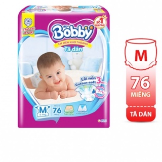 [Tặng 6 miếng quần M] Tã dán Bobby M76