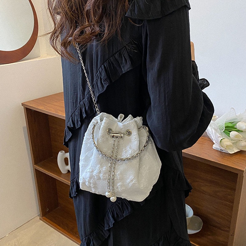 Túi vải đeo chéo dây rút IELGY thời trang đơn giản cho nữ