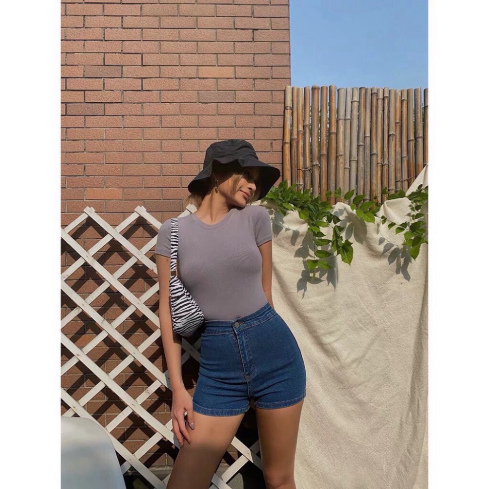 Quần short bò cạp cao ôm body tôn dáng quần jeans nữ ngắn 2 màu xanh nhạt và xanh đậm | BigBuy360 - bigbuy360.vn