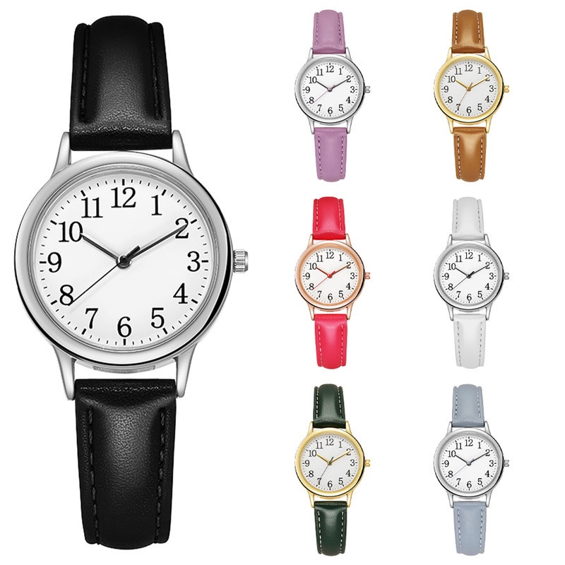 Đồng hồ đeo tay dây da kiểu máy thạch anh sang trọng thời trang thường ngày cho nữ