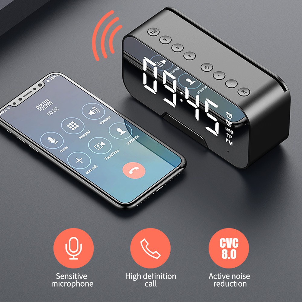 LOA BLUETOOTH ĐỒNG HỒ MẶT GƯƠNG G10 CAO CẤP 3IN1 | Đa Chức Năng - Thiết Kế Siêu Hiện Đại | Lỗi 1 Đổi 1 - 99011